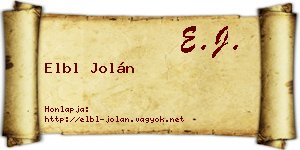 Elbl Jolán névjegykártya